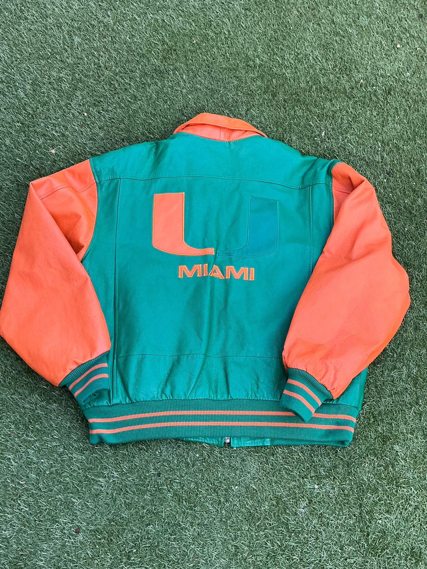 Embroidered Leather Jacket - L